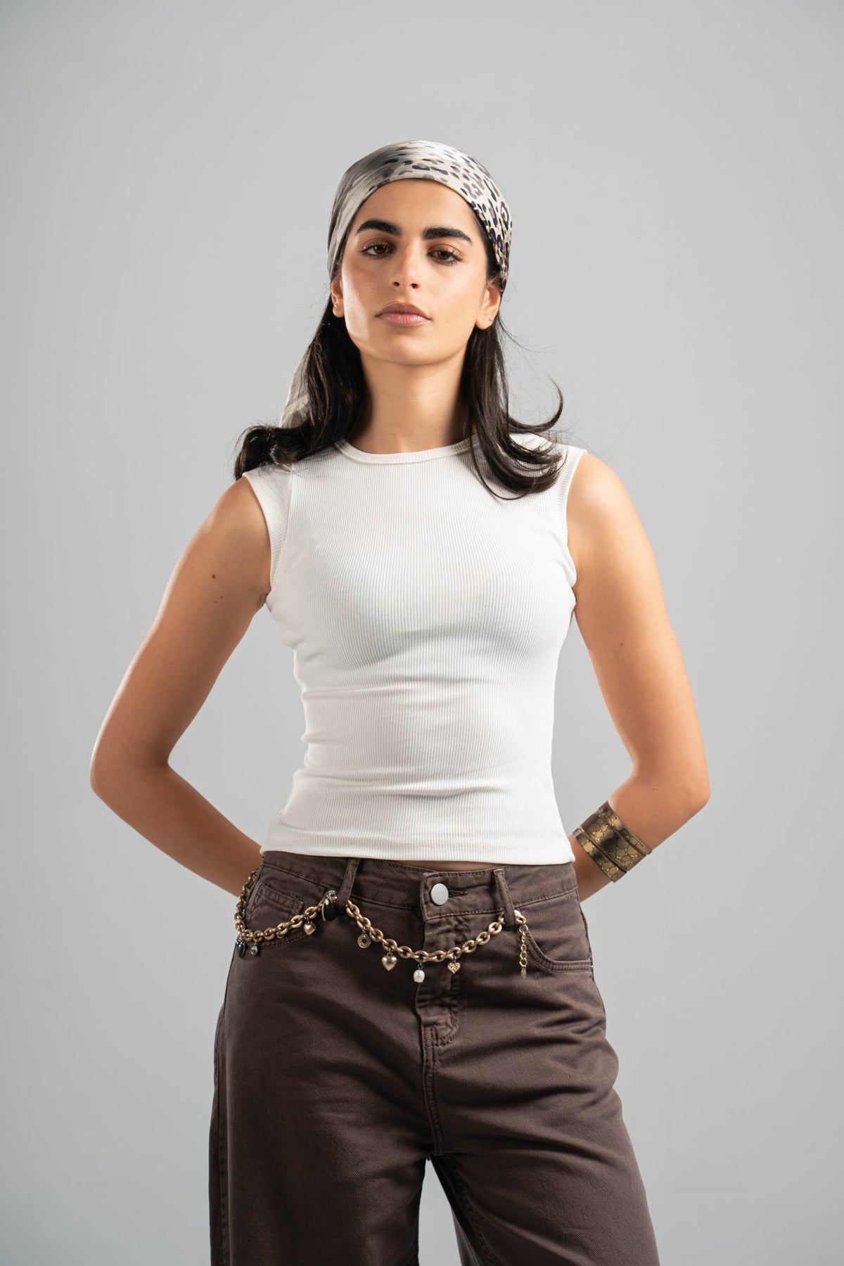 OFF-WHITE RIBBED CUT BASIC TOP