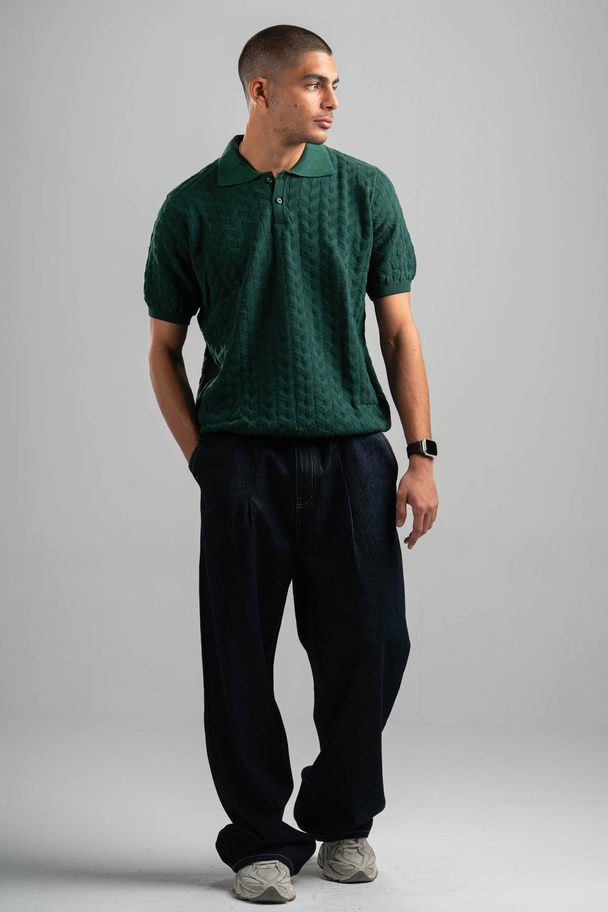 DARK GREEN HEX TWIST POLO