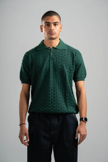 DARK GREEN HEX TWIST POLO