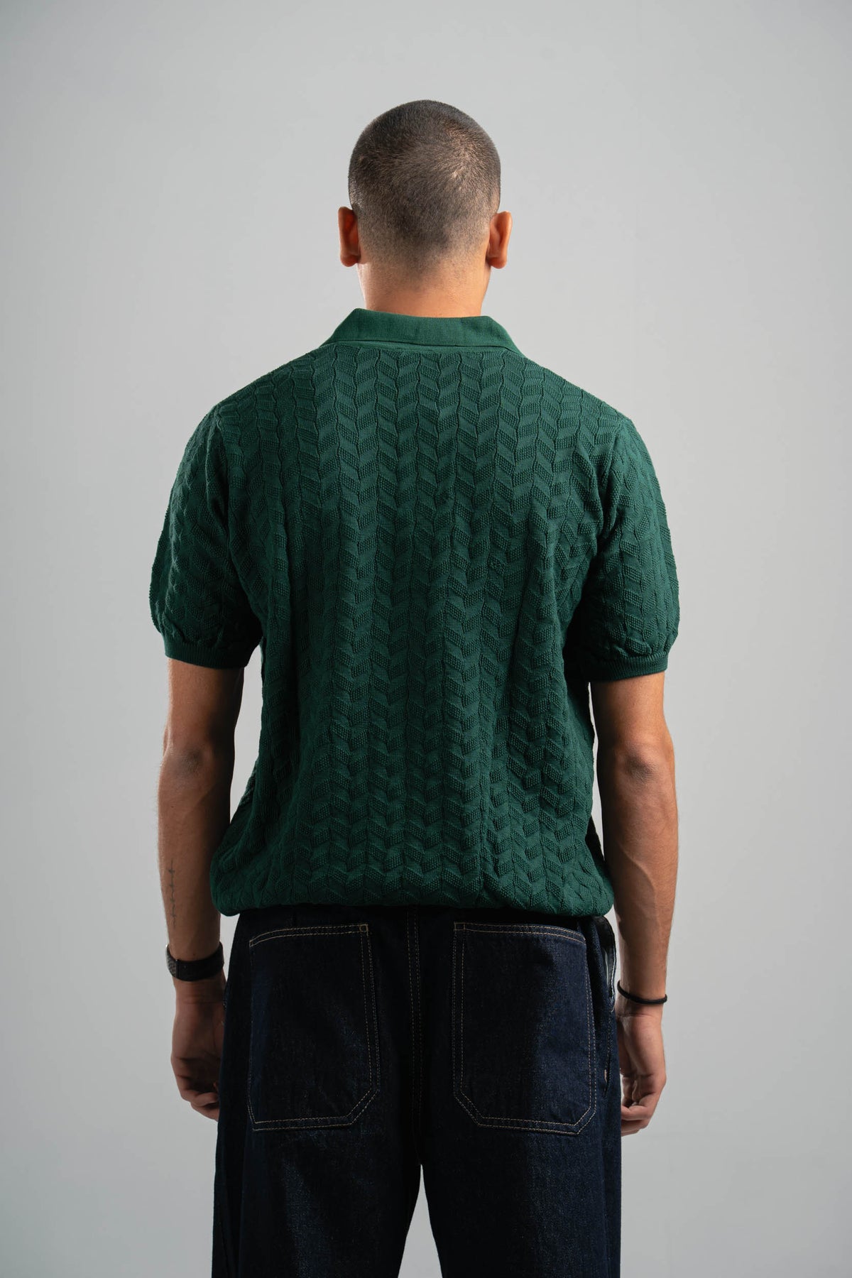 DARK GREEN HEX TWIST POLO