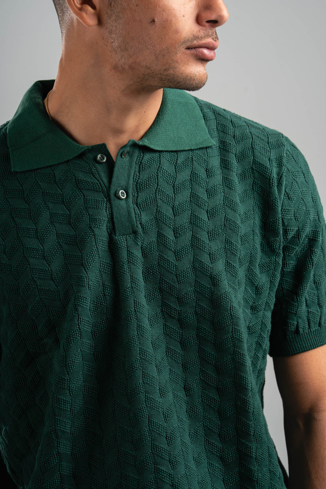 DARK GREEN HEX TWIST POLO