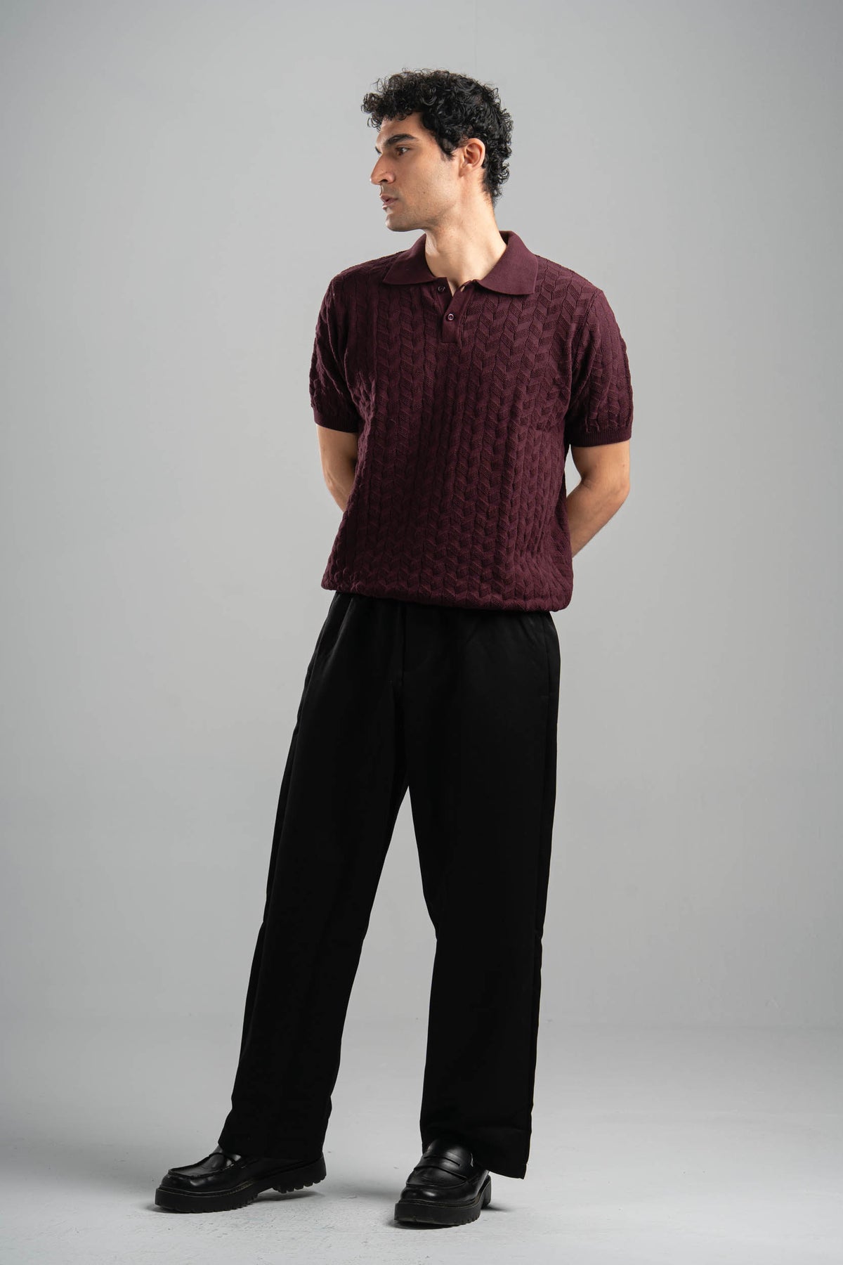 BURGUNDY HEX TWIST POLO