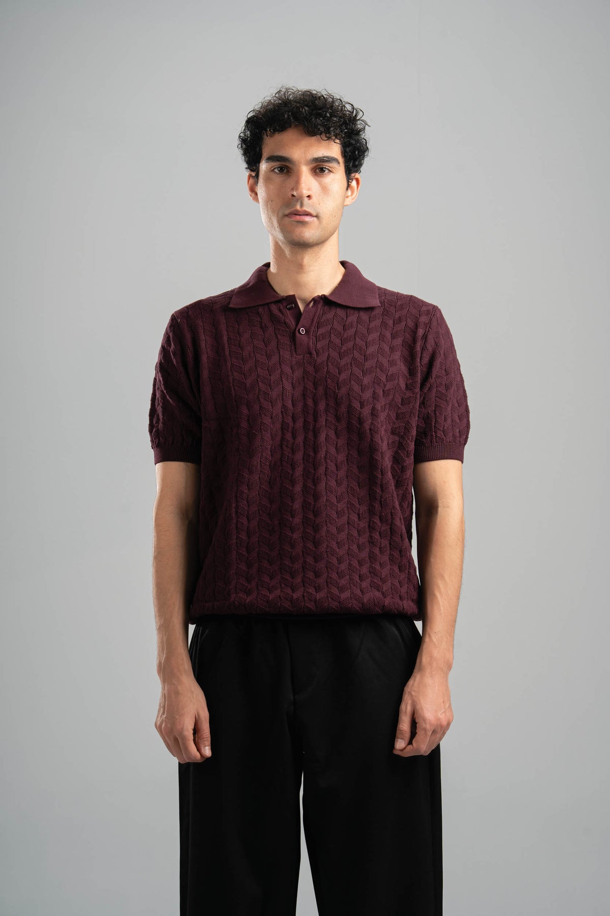 BURGUNDY HEX TWIST POLO