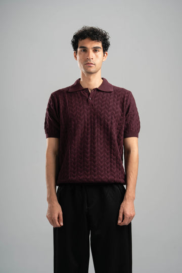 BURGUNDY HEX TWIST POLO