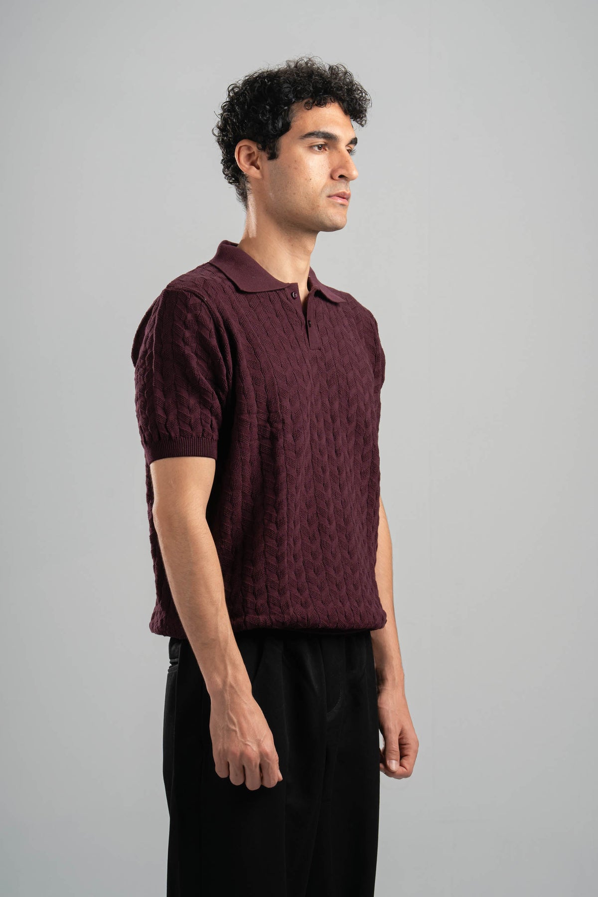 BURGUNDY HEX TWIST POLO