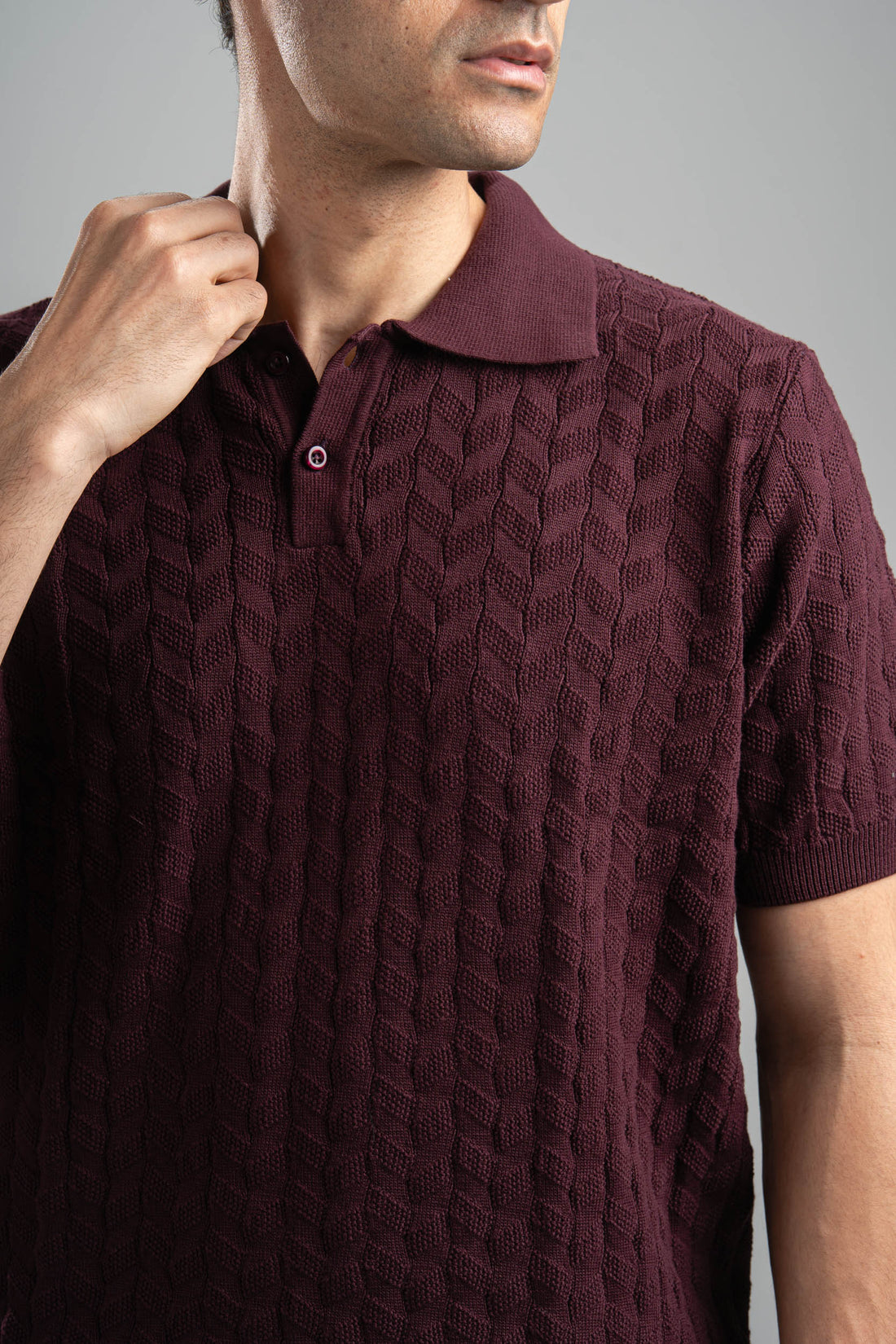 BURGUNDY HEX TWIST POLO