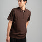 DARK BROWN BRAIDED TEXTURED ZIP UP