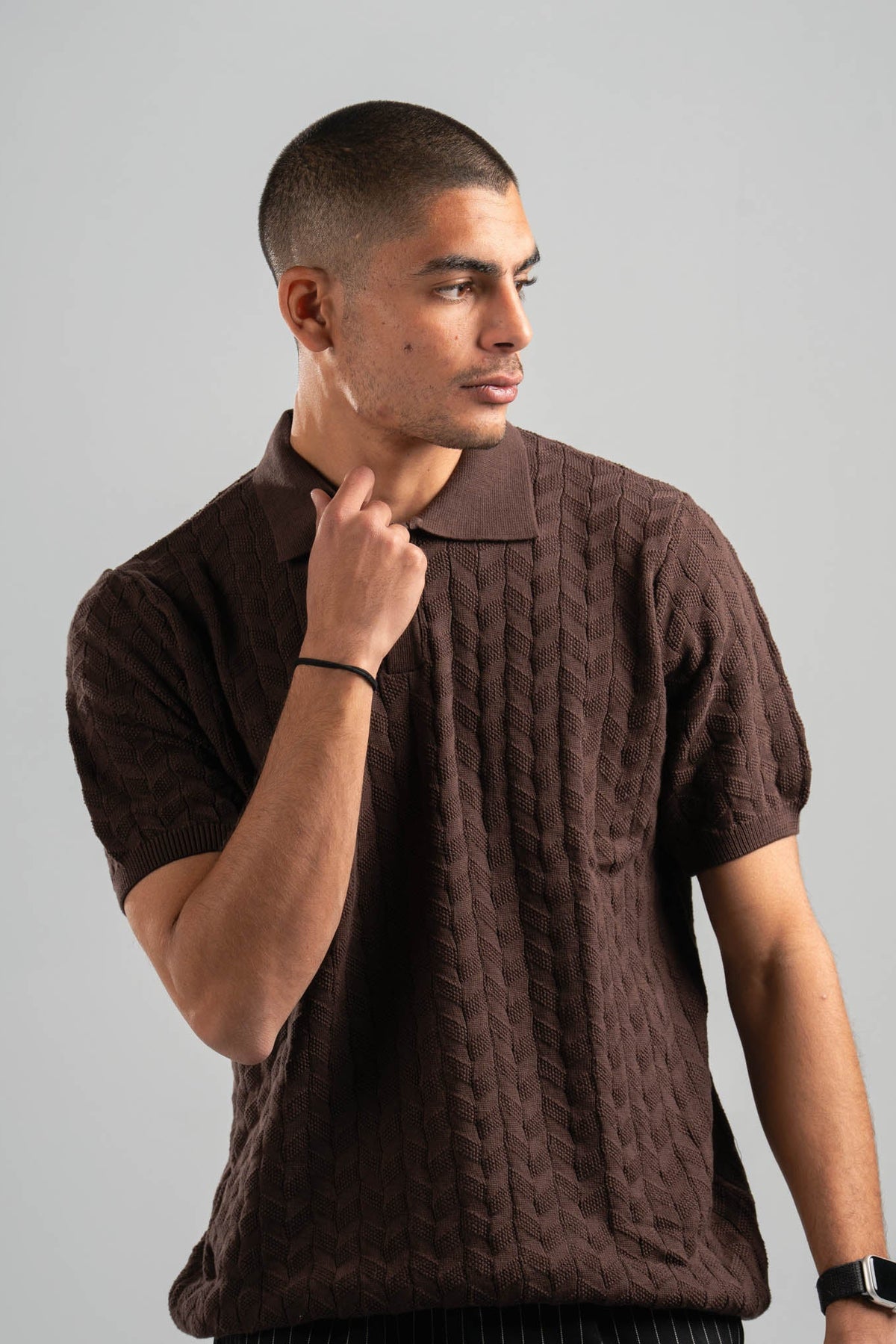 DARK BROWN HEX TWIST POLO