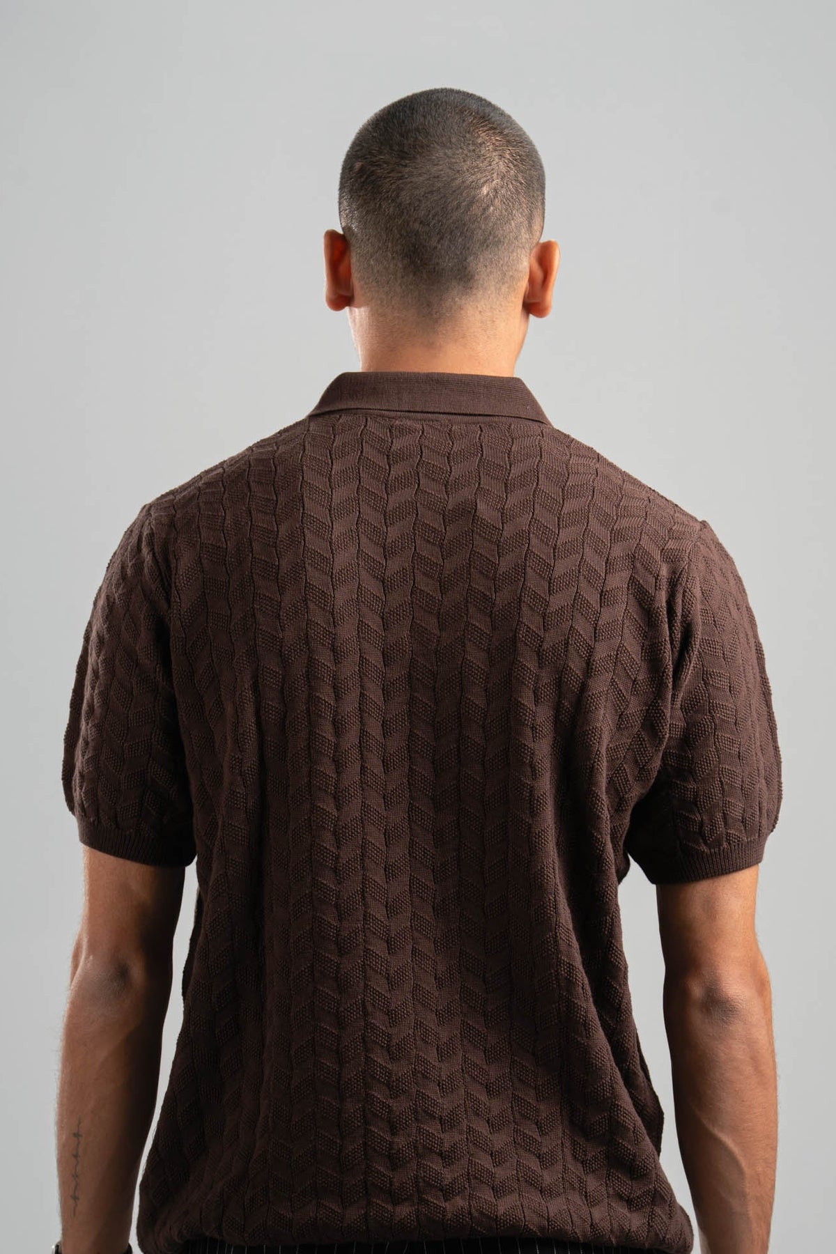 DARK BROWN HEX TWIST POLO