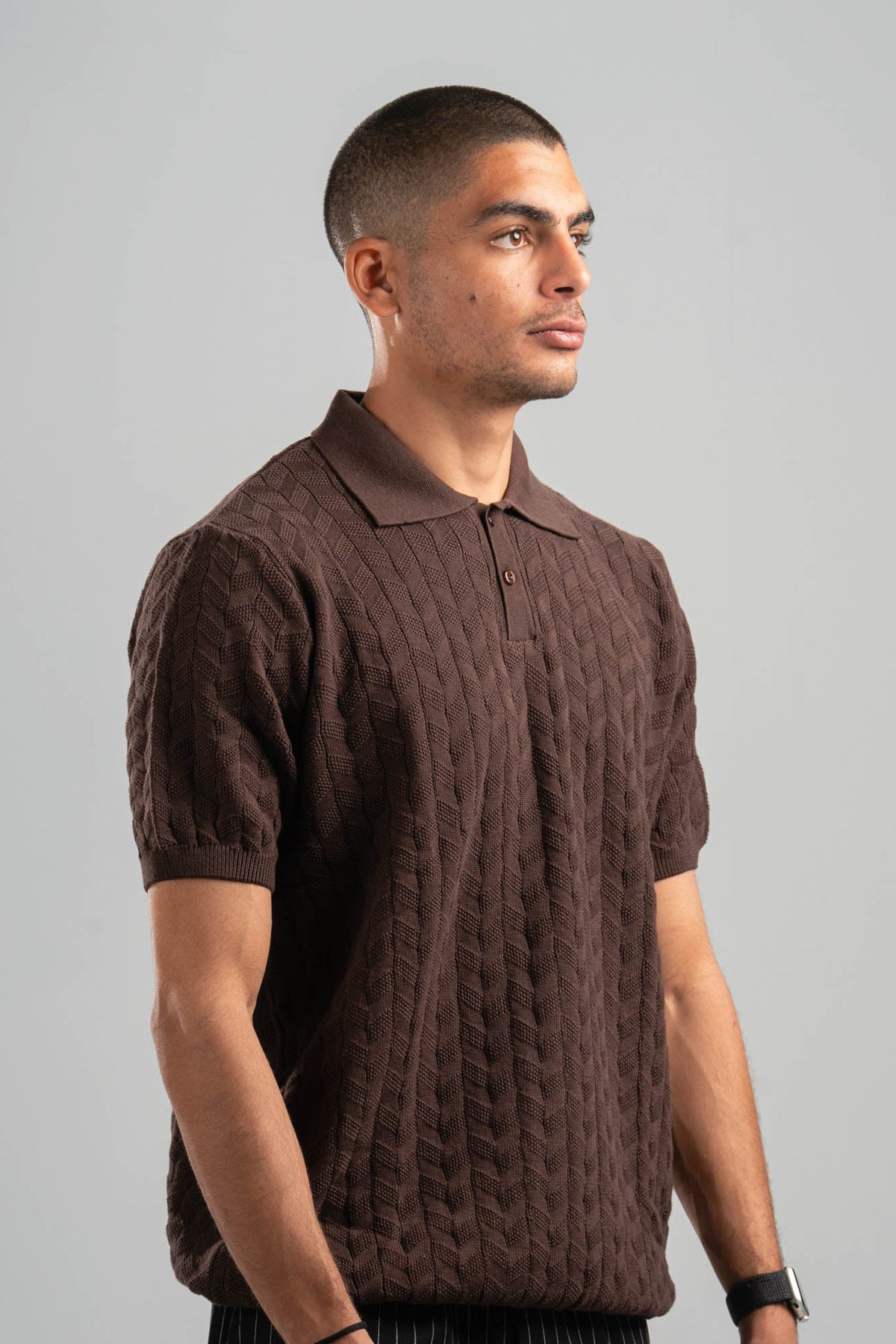 DARK BROWN HEX TWIST POLO