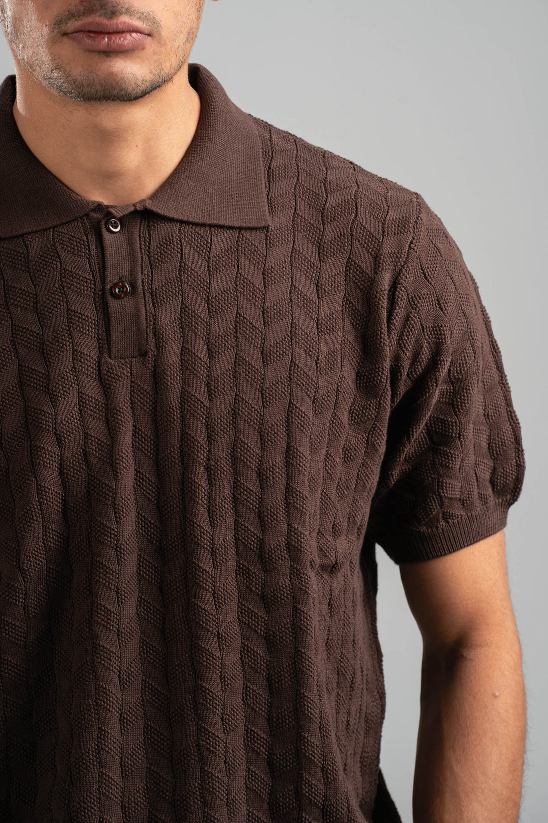 DARK BROWN HEX TWIST POLO
