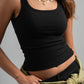 BLACK RIBBED TANK TOP