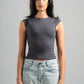 DARK GREY FITTED SHORT SLEEVE T-SHIRT