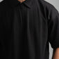 BLACK ZIP UP COLLAR TEE