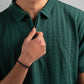 DARK GREEN BRAIDED TEXTURED ZIP UP