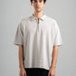 LIGHT GREY ZIP UP COLLAR TEE