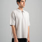 LIGHT GREY ZIP UP COLLAR TEE