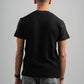 BLACK WAVY PLEATED SHORT SLEEVE T-SHIRT