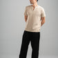 BEIGE WAVY PLEATED SHORT SLEEVE T-SHIRT