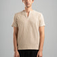 BEIGE WAVY PLEATED SHORT SLEEVE T-SHIRT