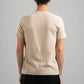 BEIGE WAVY PLEATED SHORT SLEEVE T-SHIRT