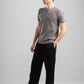 GREY WAVY PLEATED SHORT SLEEVE T-SHIRT