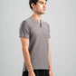 GREY WAVY PLEATED SHORT SLEEVE T-SHIRT