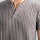 GREY WAVY PLEATED SHORT SLEEVE T-SHIRT