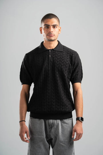 BLACK HEX TWIST POLO
