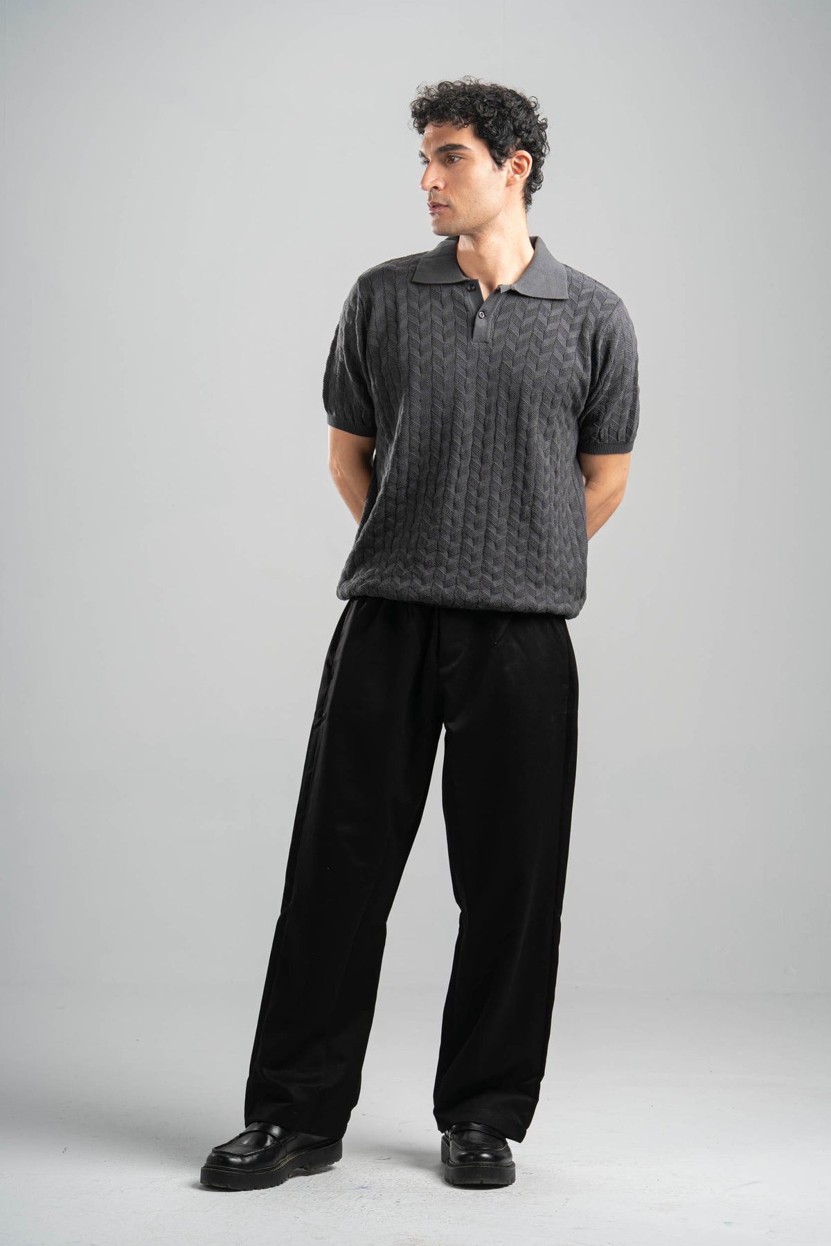 DARK GREY HEX TWIST POLO