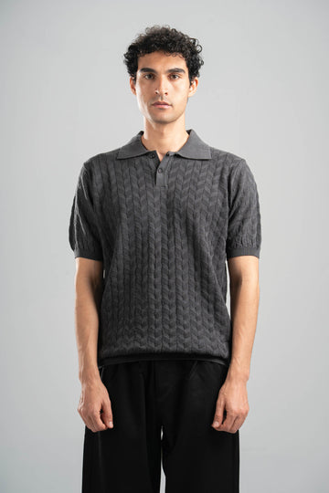 DARK GREY HEX TWIST POLO