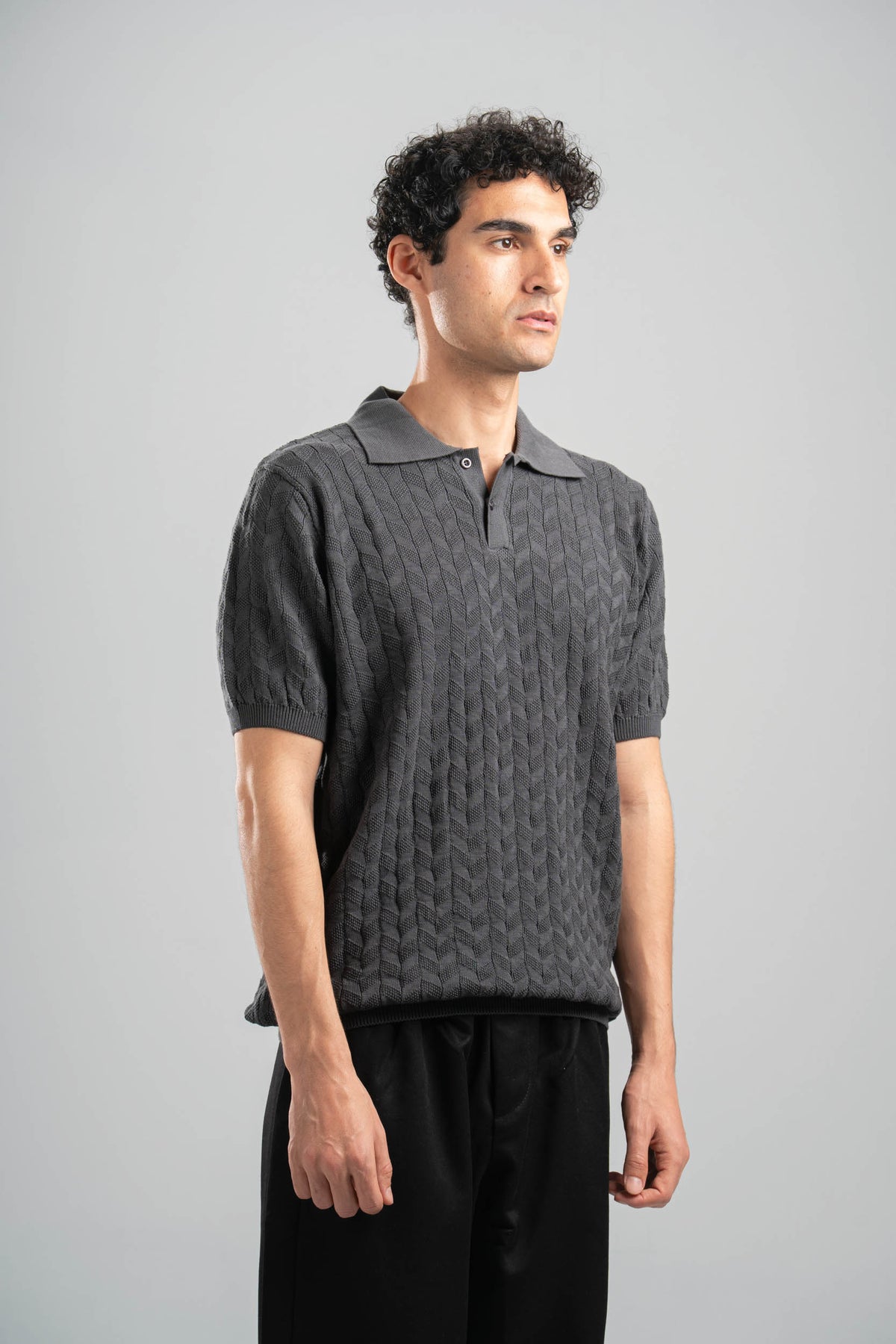 DARK GREY HEX TWIST POLO
