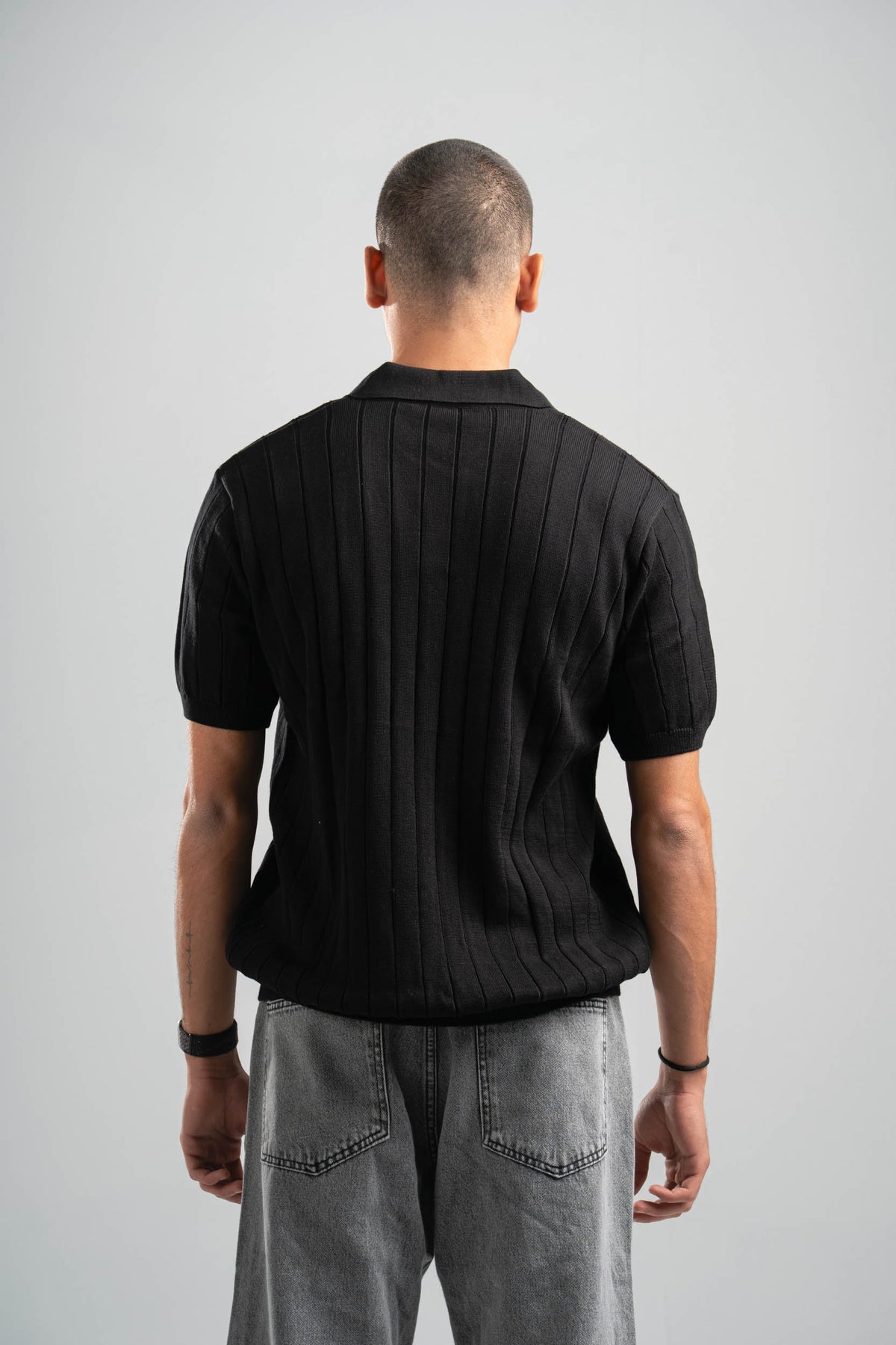BLACK EASY LINES KNIT POLO