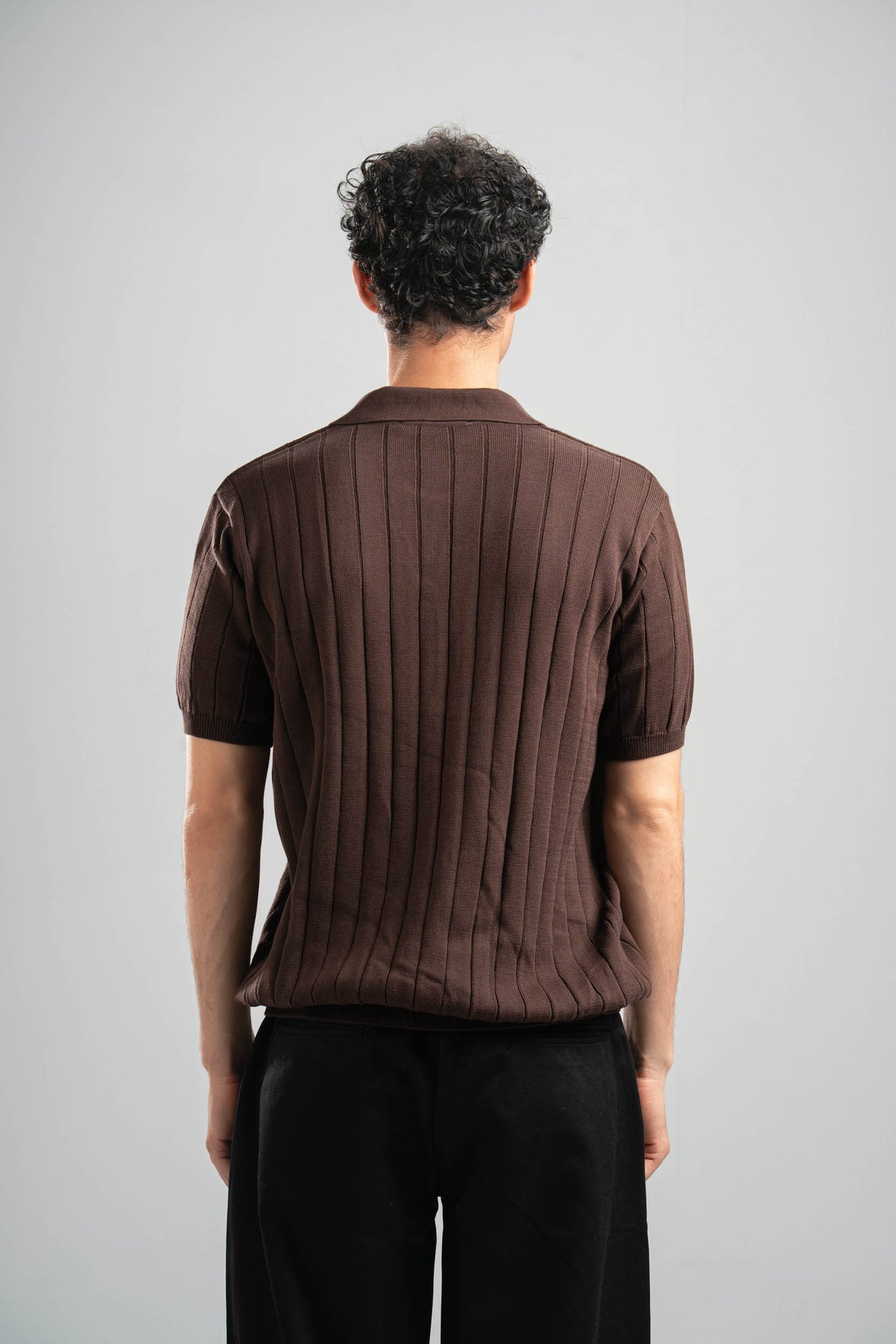 DARK BROWN EASY LINES KNIT POLO