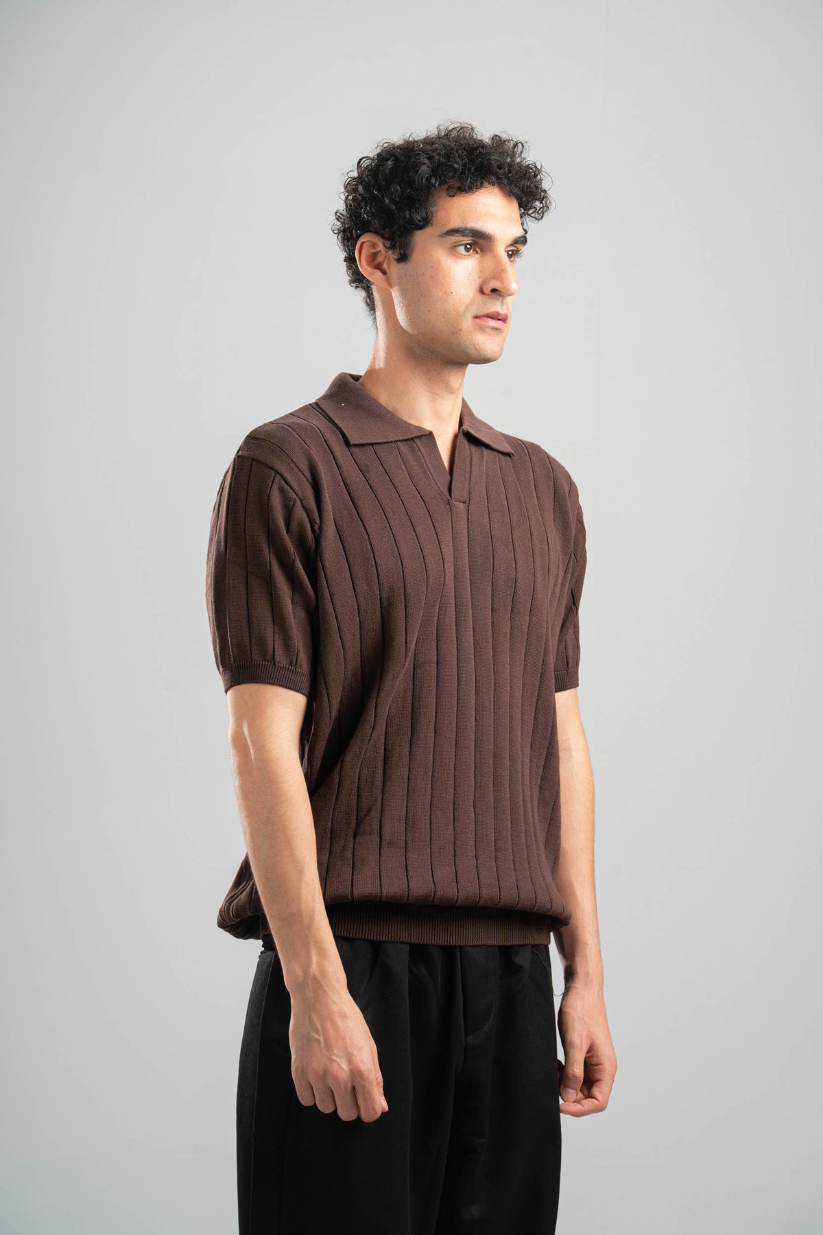 DARK BROWN EASY LINES KNIT POLO