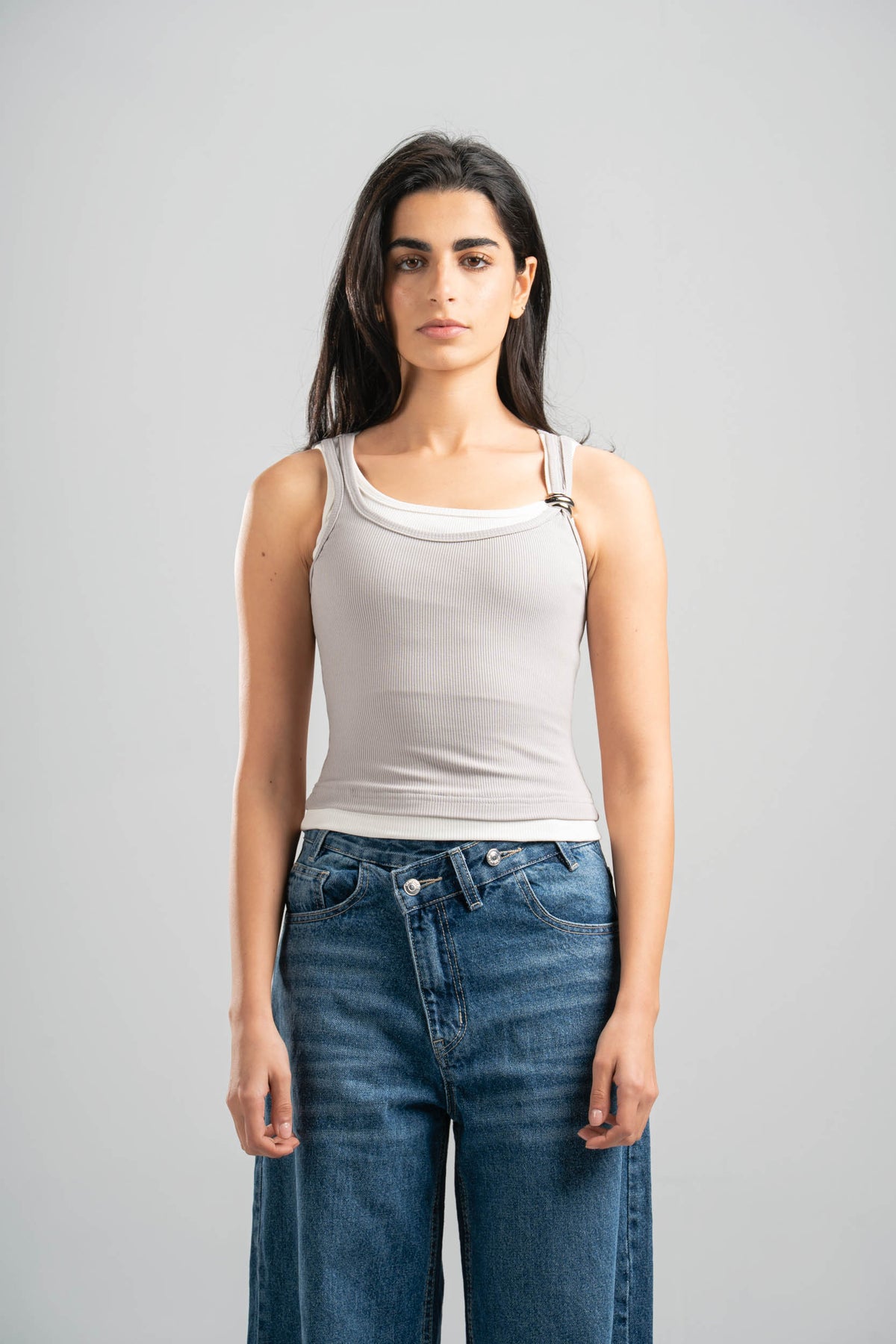 RIBBED DOUBLE LAYER TOP WITH RING