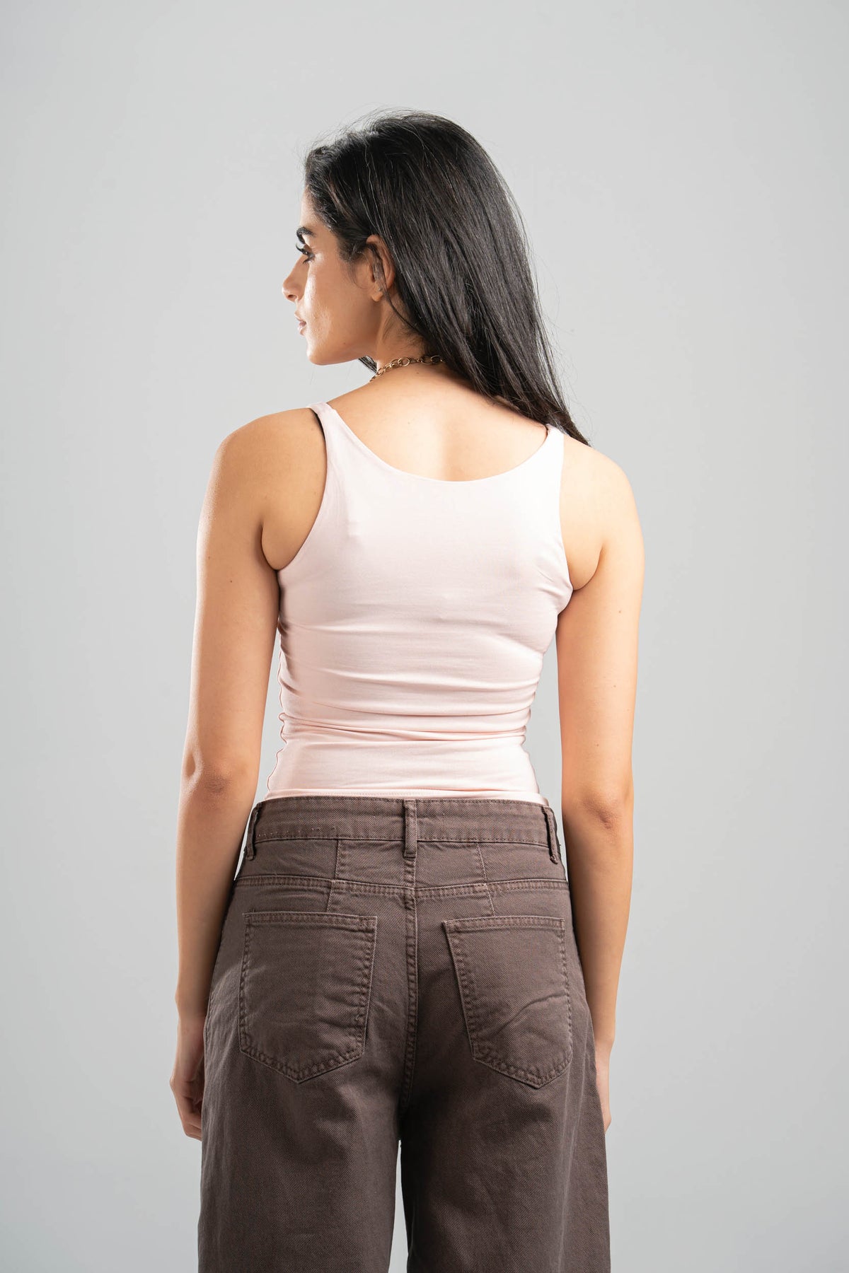LIGHT PEACH WIDE NECK TANK TOP