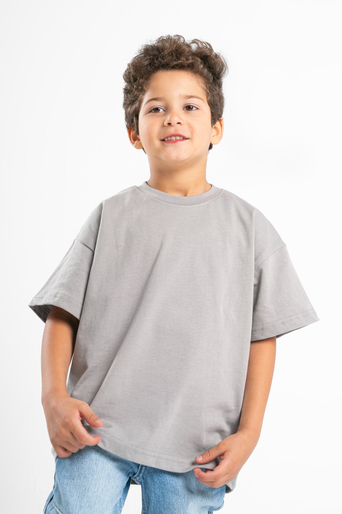 LIGHT GREY LITTLE ONES SUMMER MELTON BOX-TEE