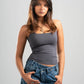 DARK GREY WIDE NECK TANK TOP