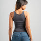 DARK GREY WIDE NECK TANK TOP