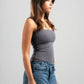 DARK GREY WIDE NECK TANK TOP