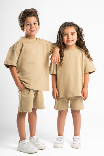 TAWNY BROWN LITTLE ONES SUMMER MELTON BOX-TEE