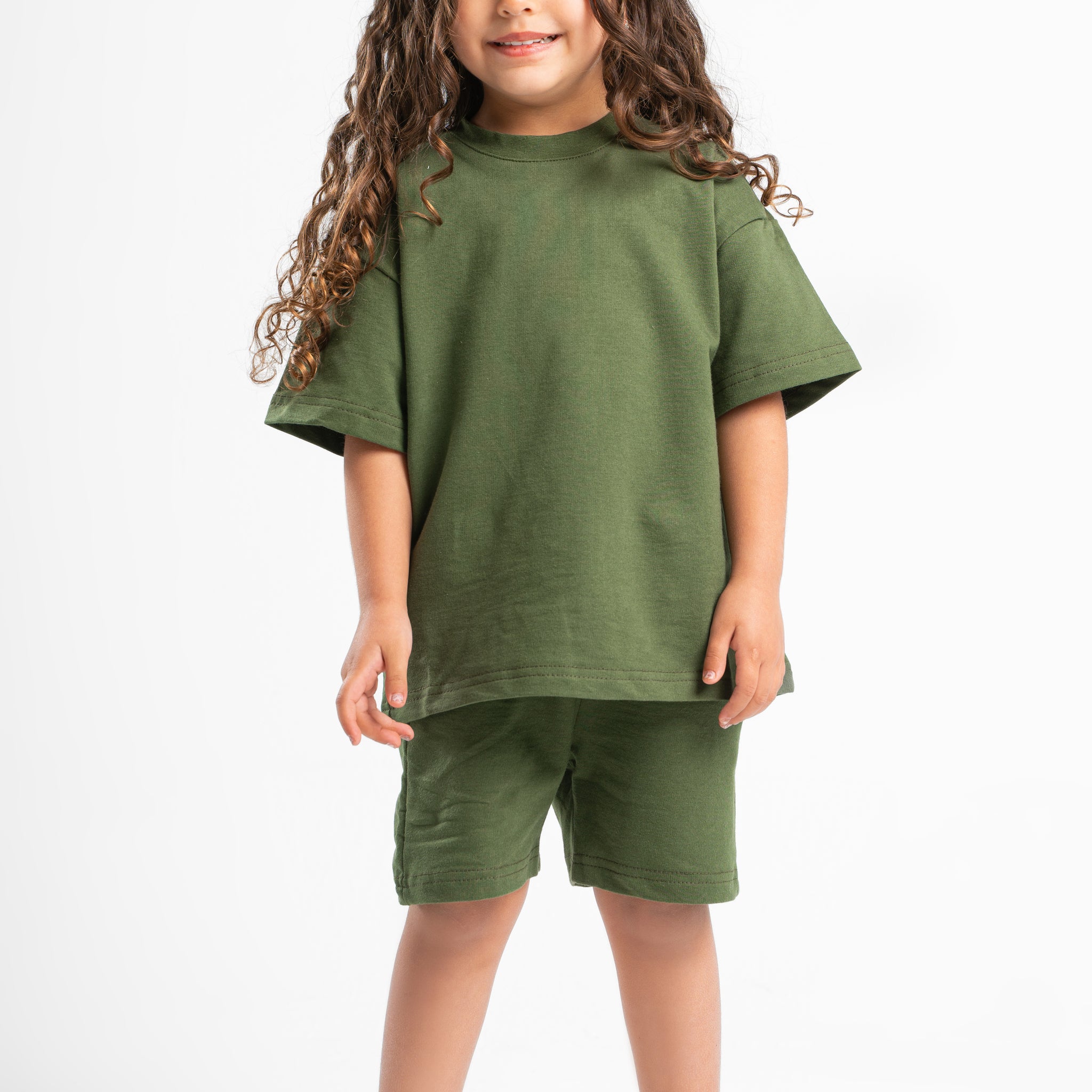 FOREST GREEN LITTLE ONES SUMMER MELTON SHORT