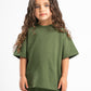 FOREST GREEN LITTLE ONES SUMMER MELTON BOX-TEE