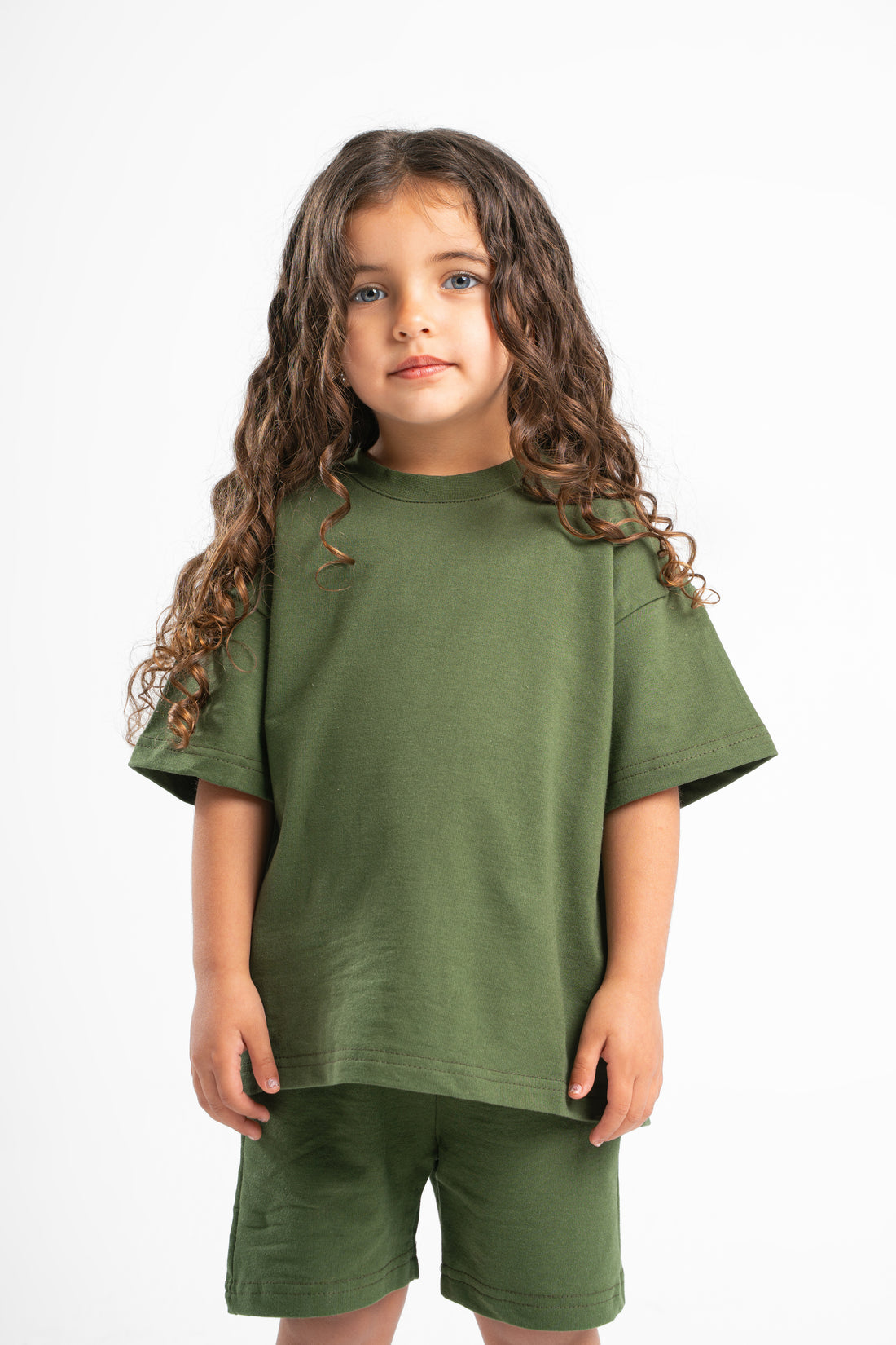 FOREST GREEN LITTLE ONES SUMMER MELTON BOX-TEE