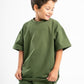 FOREST GREEN LITTLE ONES SUMMER MELTON BOX-TEE