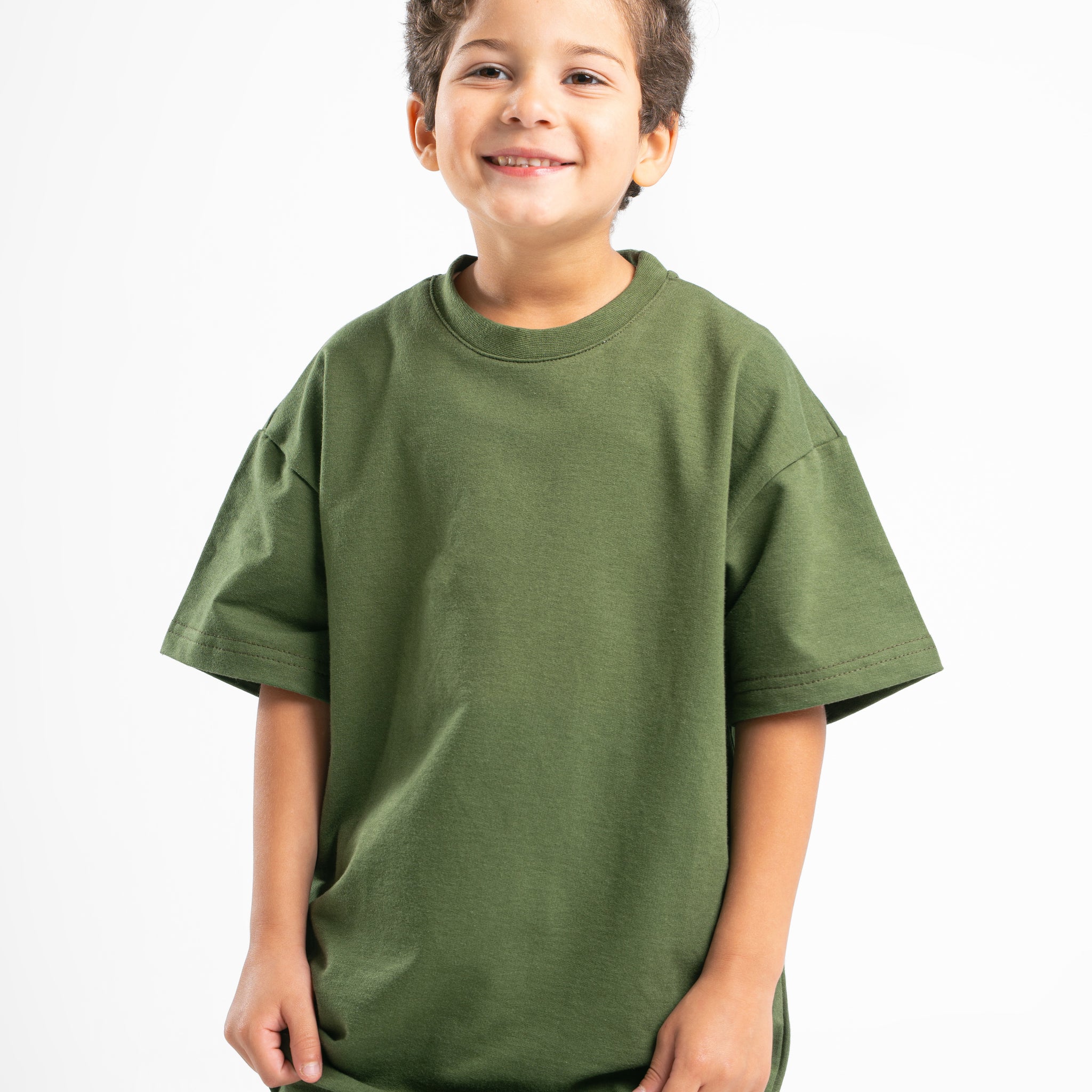 FOREST GREEN LITTLE ONES SUMMER MELTON BOX-TEE