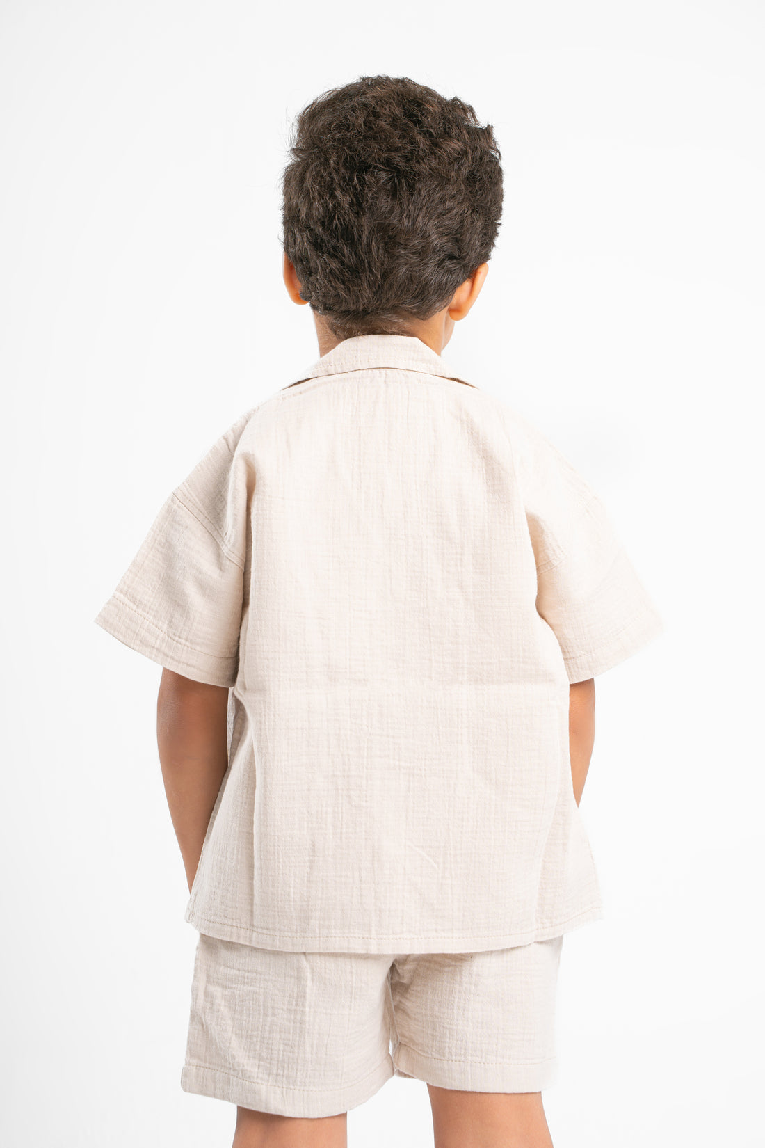 BEIGE LITTLE ONES CROCHET SHORT SLEEVES SHIRT