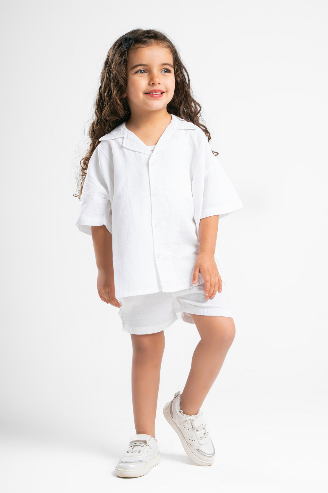 WHITE LITTLE ONES CROCHET SHORT SLEEVES SHIRT