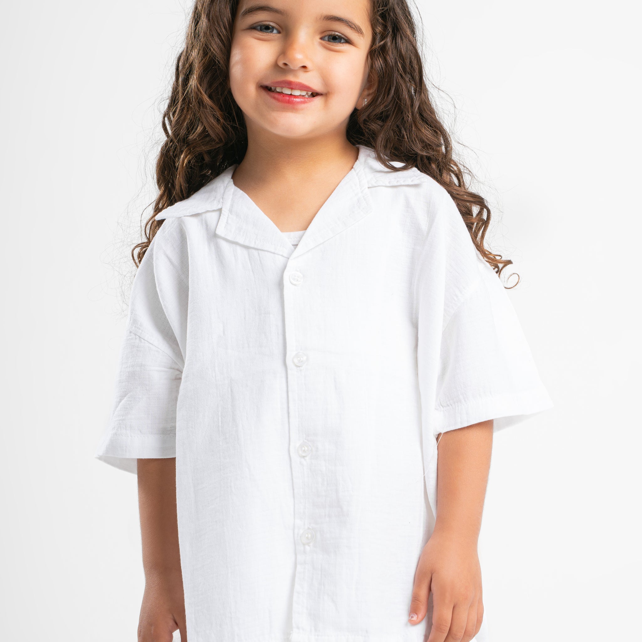 WHITE LITTLE ONES CROCHET SHORT SLEEVES SHIRT